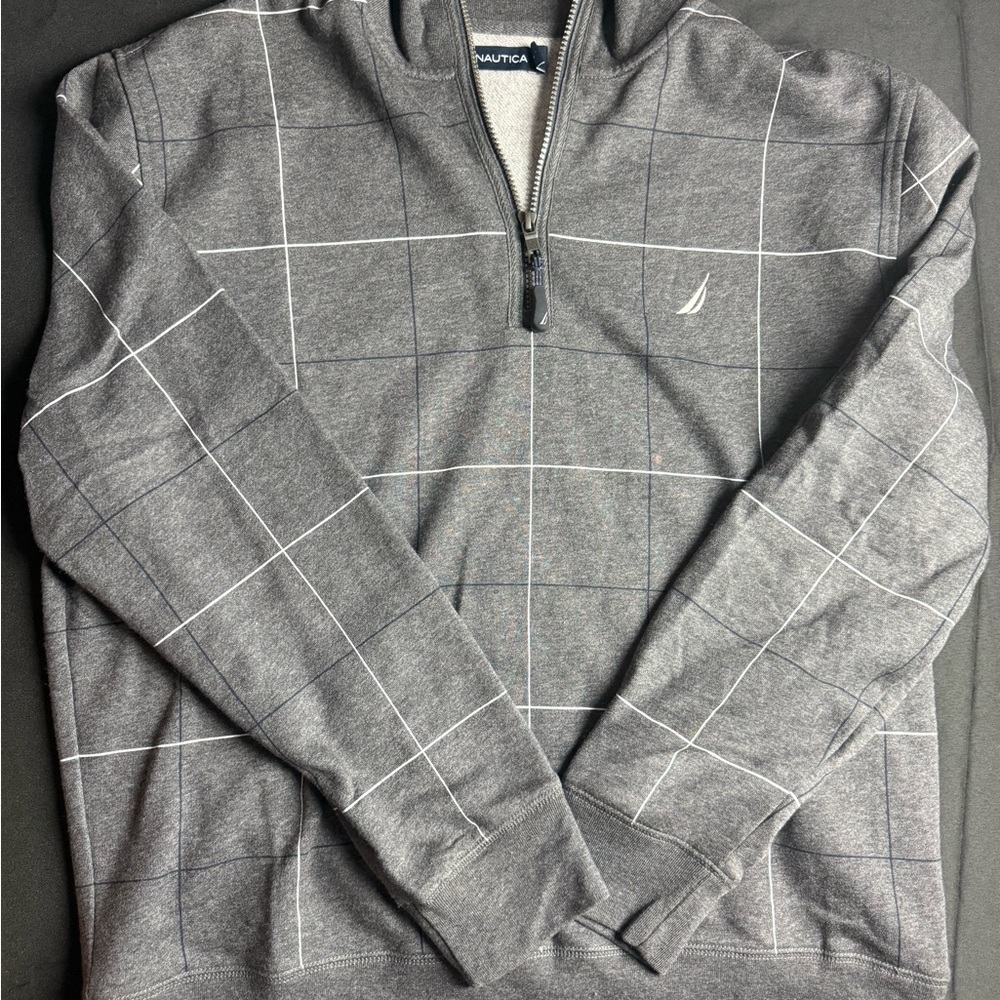 Nautica Men's Quarter Zip-Up Gray Sweater